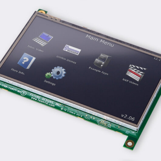 A photo of 7.0″ Resistive Touchscreen LCD GUI from the front angle