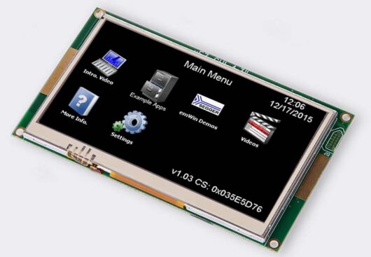 A photo of 4.3″ PCAP Touchscreen LCD GUI from the front angle