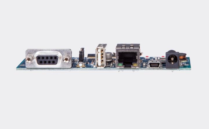 A photo of Expansion Board for µEZGUIs with Ethernet, USB Host/Device, RS232/RS485, Power Input from the edge