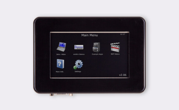 A photo of 4.3″ Resistive Touchscreen LCD GUI in a Housing from the front